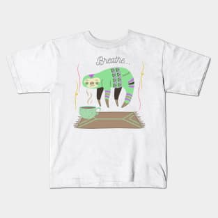 Transcendent Sloth with Coffee - Breathe Kids T-Shirt